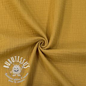 Tissu double gaze/mousseline dark ochre ORGANIC