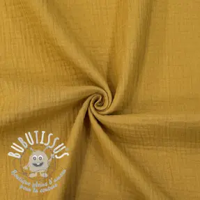 Tissu double gaze/mousseline dark ochre ORGANIC