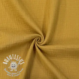 Tissu double gaze/mousseline dark ochre ORGANIC