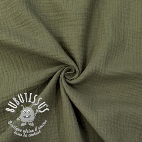 Tissu double gaze/mousseline dark moss green ORGANIC