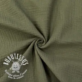 Tissu double gaze/mousseline dark moss green ORGANIC