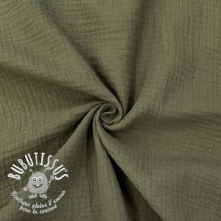 Tissu double gaze/mousseline dark moss green ORGANIC
