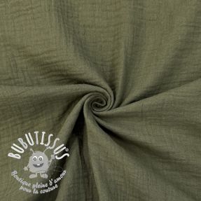 Tissu double gaze/mousseline dark moss green