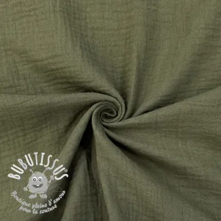Tissu double gaze/mousseline dark moss green