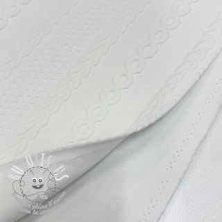 Tissu maille tricot jacquard Cable white