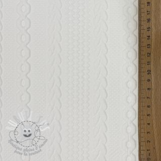 Tissu maille tricot jacquard Cable white
