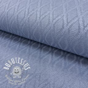 Tissu maille tricot jacquard Diamond baby blue