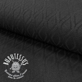 Tissu maille tricot jacquard Diamond black