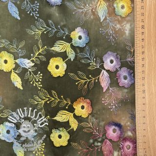 Tissu coton TIE DYE EMBROIDERY Poppy design N