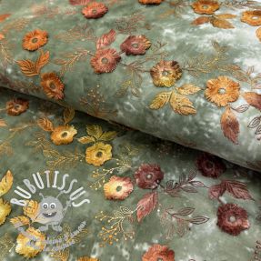 Tissu coton TIE DYE EMBROIDERY Poppy design O
