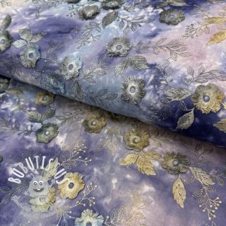 Tissu coton TIE DYE EMBROIDERY Poppy design T