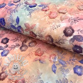 Tissu coton TIE DYE EMBROIDERY Poppy design R