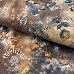 Tissu coton TIE DYE EMBROIDERY Poppy design M