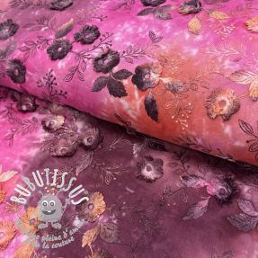 Tissu coton TIE DYE EMBROIDERY Poppy design Q