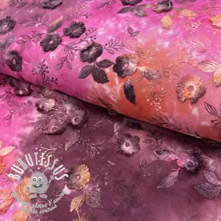Tissu coton TIE DYE EMBROIDERY Poppy design Q