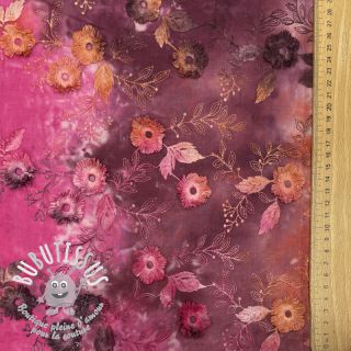 Tissu coton TIE DYE EMBROIDERY Poppy design Q