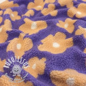 Tissu de manteau TEDDY JACQUARD Flowers lilac/apricot