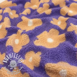 Tissu de manteau TEDDY JACQUARD Flowers lilac/apricot
