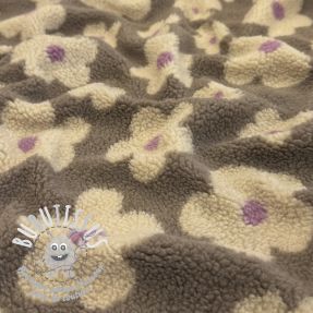 Tissu de manteau TEDDY JACQUARD Flowers taupe/beige