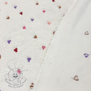 Tissu de manteau TEDDY Tossed hearts multi