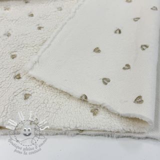 Tissu de manteau TEDDY Tossed hearts gold