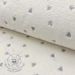 Tissu de manteau TEDDY Tossed hearts silver