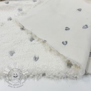 Tissu de manteau TEDDY Tossed hearts silver
