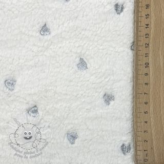 Tissu de manteau TEDDY Tossed hearts silver