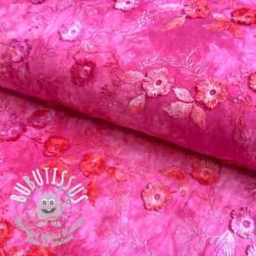 Tissu coton TIE DYE EMBROIDERY Poppy design U