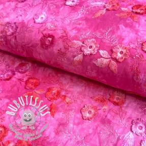 Tissu coton TIE DYE EMBROIDERY Poppy design U