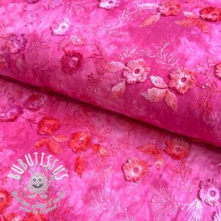 Tissu coton TIE DYE EMBROIDERY Poppy design U