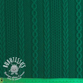 Tissu maille tricot jacquard Cable forest green