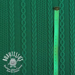 Tissu maille tricot jacquard Cable forest green