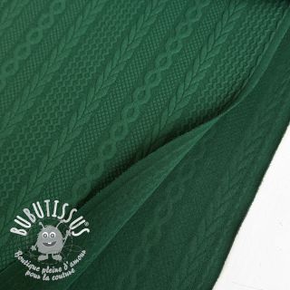 Tissu maille tricot jacquard Cable forest green