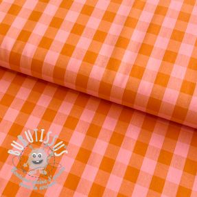Tissu coton YARN DYED CHECKS orange salmon