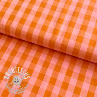 Tissu coton YARN DYED CHECKS orange salmon