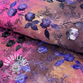 Tissu coton TIE DYE EMBROIDERY Poppy design A