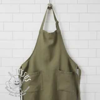 Lin lavé dark moss green