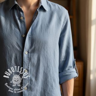 Lin lavé STONEWASHED PREMIUM cloud blue