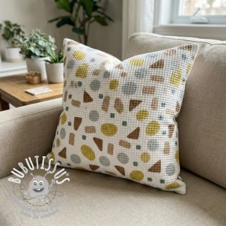 Tissu nid d’abeille Shapes yellow digital print