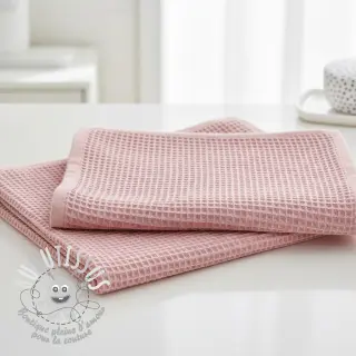 Tissu nid d’abeille bleached rose
