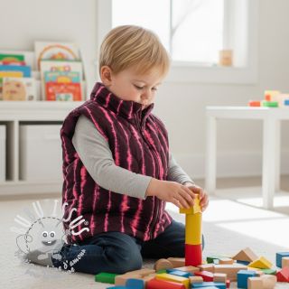 Tissu matelassé VELVET Stripes cerise
