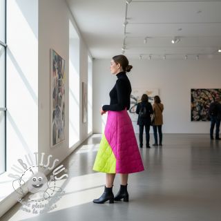 Tissu matelassé Graphic square pink lime