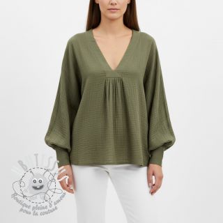 Tissu double gaze/mousseline dark moss green