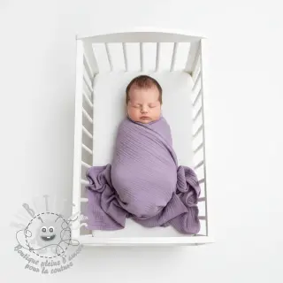 Tissu double gaze/mousseline dark lilac ORGANIC