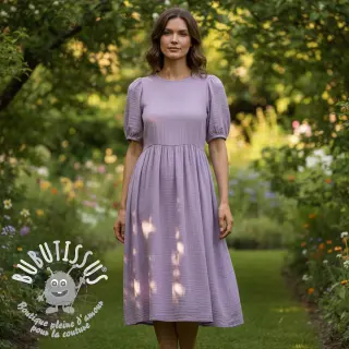 Tissu double gaze/mousseline dark lilac ORGANIC