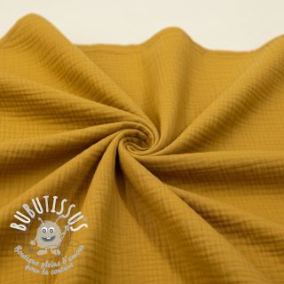 Tissu double gaze/mousseline dark ochre ORGANIC