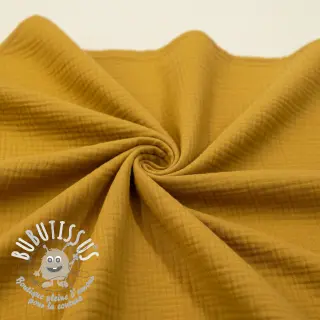 Tissu double gaze/mousseline dark ochre ORGANIC