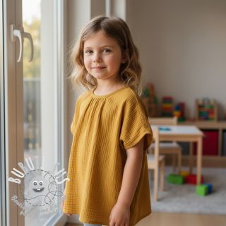 Tissu double gaze/mousseline dark ochre ORGANIC