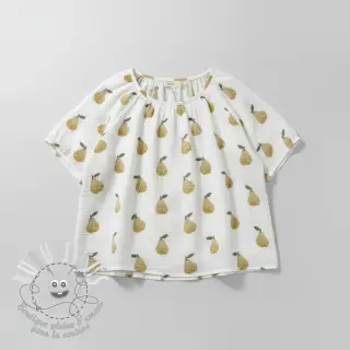 Tissu double gaze/mousseline Pears design B digital print